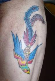 Painted bright phoenix bird tattoo pattern