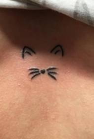Ženska črta na črni črti ustvarjalna občutljiva slika mačke tatoo