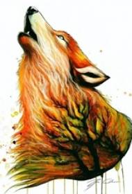 Různé malované akvarel skica dominantní kreativní rukopis vlka tetování