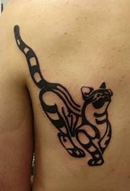 Tribal kat totem swart tatoeëring patroon