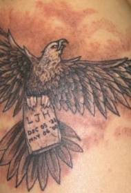 Model de tatuaj memorial de vultur și stelă