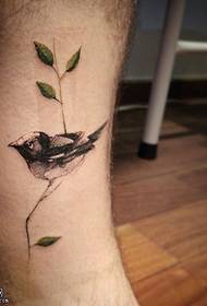 Leg bird tattoo pattern