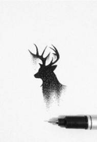 Bosquejo negro técnica de pinchado manuscrito literario hermoso tatuaje de cabeza de ciervo