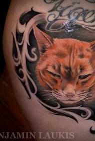 Modello di tatuaggio avatar bellissimo gatto triste di colore