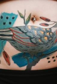 Hatalmas növények és a madár tetoválás mintája