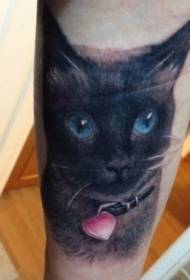 精彩的水彩黑貓紋身圖案