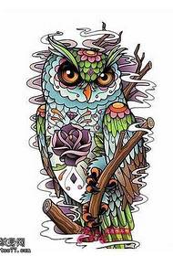 Manuscript owl cartoon tattoo pattern