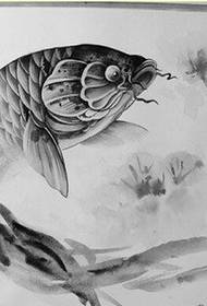 古典的なファッションの見栄えの良いfish魚の原稿パターン画像