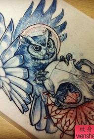 Owl skull tattoo manuscript works