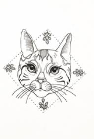 Černá skica geometrický prvek kosočtverec opustí pole kreativní vzor kočka tetování rukopis