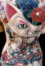 Back cat tattoo pattern