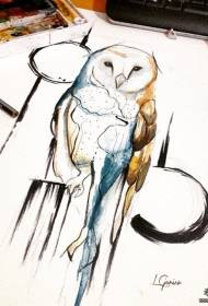 European uye American ink owl tattoo maitiro manuscript