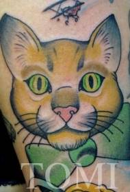 Hand drawn style cat tattoo pattern