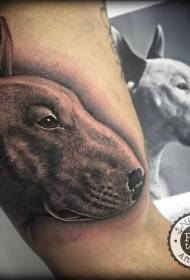 Reális stílusú kutya portré tetoválás minta