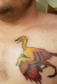 Boy chest painting gradient simple line small animal bird tattoo picture