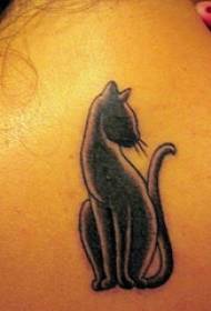 Elegant black cat tattoo pattern