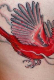 Red bright bird tattoo pattern