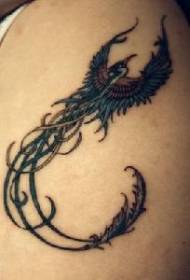 Long tail great blue bird tattoo pattern