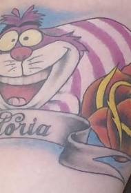 Cheshire Cat und Rose Letter Tattoo Pattern