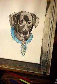 Cartoon european dog tattoo pattern manuscript