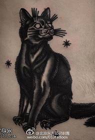 Abdominal pricked cat tattoo pattern