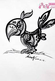 Creative bird black and white tattoo manuscript picture