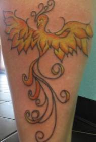 I-Thigh yellow phoenix bird tattoo iphethini