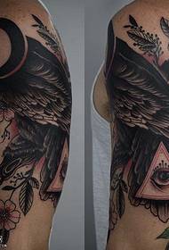 Shoulder abstract bird tattoo pattern
