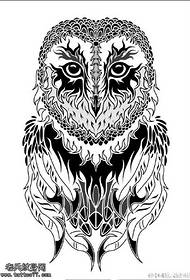 Delicate owl tattoo pattern