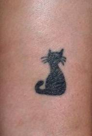 최소한의 검은 고양이 실루엣 문신 패턴