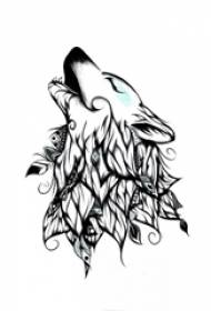 Swart lyn kreatiewe literêre mooi patroon wolfkop tatoeëerhandskrif
