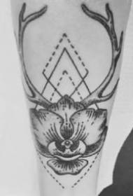 Beautiful set of black gray antlers tattoo pictures