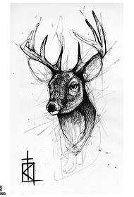Manuscript line deer tattoo pattern