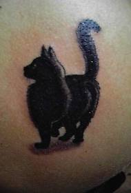 Furry black cat tattoo pattern