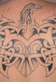 Aquila nera posteriore con motivo tatuaggio nodo celtico