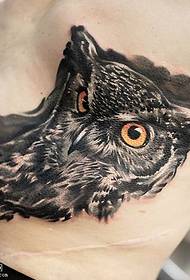 Abdominal classic ink owl tattoo pattern