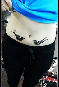 Belly bird tattoo pattern