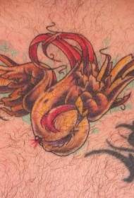Modello tatuaggio uccello color oro