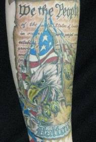 Constitution américaine et motif de tatouage aigle
