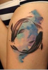 Tetovējums lielo zivju figūra 9 - dzīvīgs un gudrs zivju tetovējums