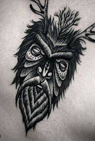 Chest owl totem tattoo pattern