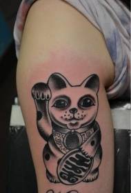 Big arm Japonské roztomilé malé šťastné kočky černé tetování vzor