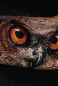 Pola tato burung hantu lengan besar berwarna-warni