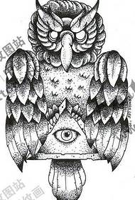 Classic owl triangle eye tattoo pattern