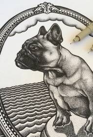 Η Ευρώπη και οι Ηνωμένες Πολιτείες σημείο χειρογράφημα μοτίβο τατουάζ σκύλου κυμάτων