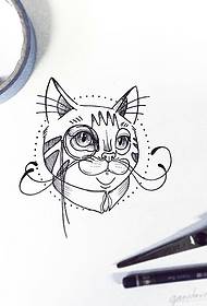 छोटे ताजा बिल्ली व्यक्तित्व टैटू टैटू पैटर्न पांडुलिपि
