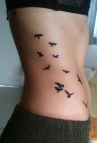Waist black bird tattoo pattern