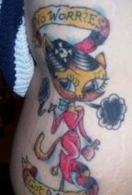 Szexi macska és levél tetoválás minta