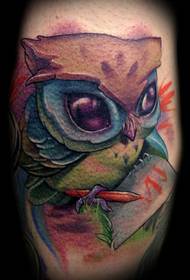 Profesjonalny tatuaż wprowadza kolorowy wzór tatuażu sowy