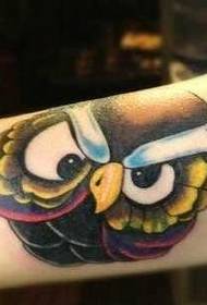 Arm color owl tattoo pattern